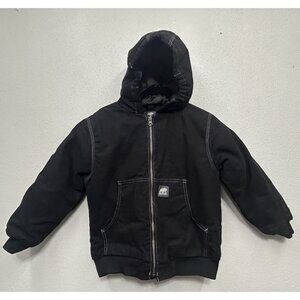 Berne Canvas Coat Youth Small 7-8 Black Hooded Heavyweight Insulated Duck Farm